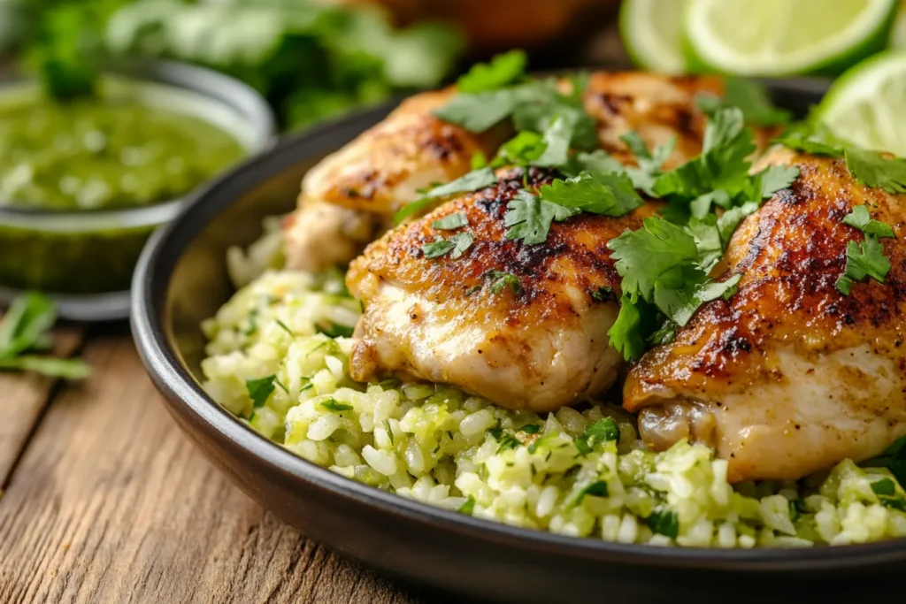 Peruvian Chicken & Rice with Green Sauce
