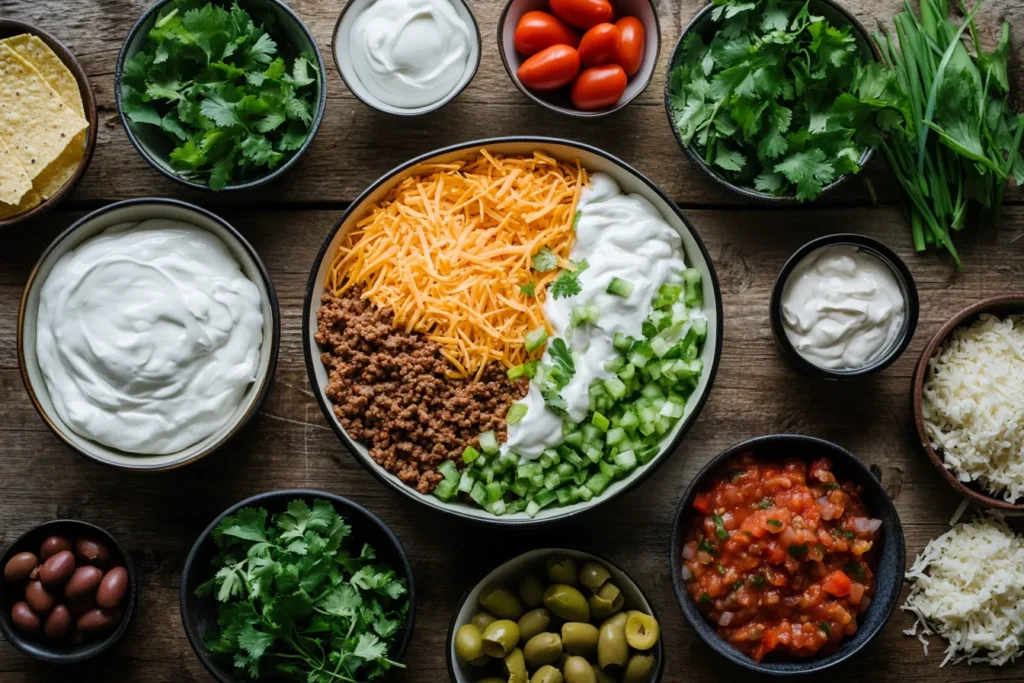 What is 7 layer dip made of?