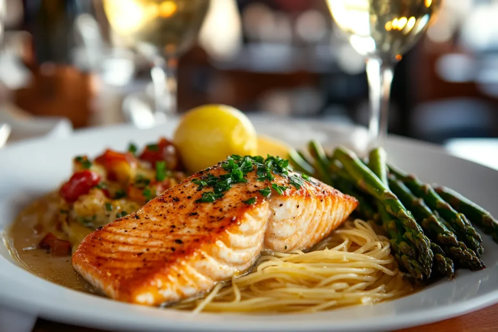 Salmon Piccata smothered in a tangy Lemon Butter Sauce