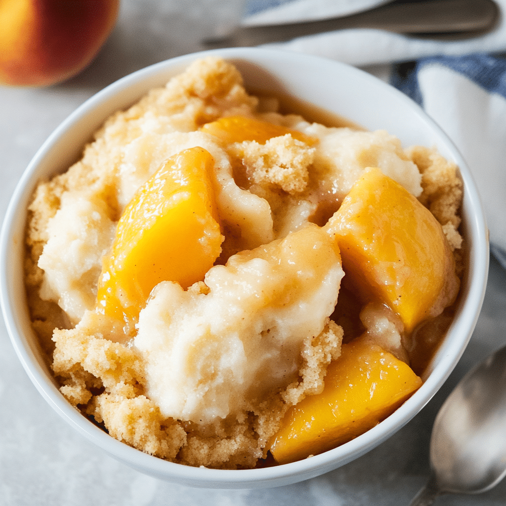 Instant Pot Peach Cobbler with Ice Cream