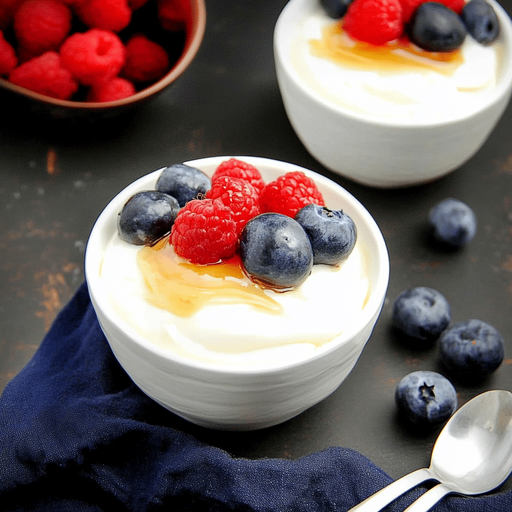 Vegan yogurt parfait layered with berries and granola