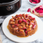 Instant Pot rhubarb cake on a plate