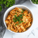 Instant Pot Buffalo Chicken in rustic bowl