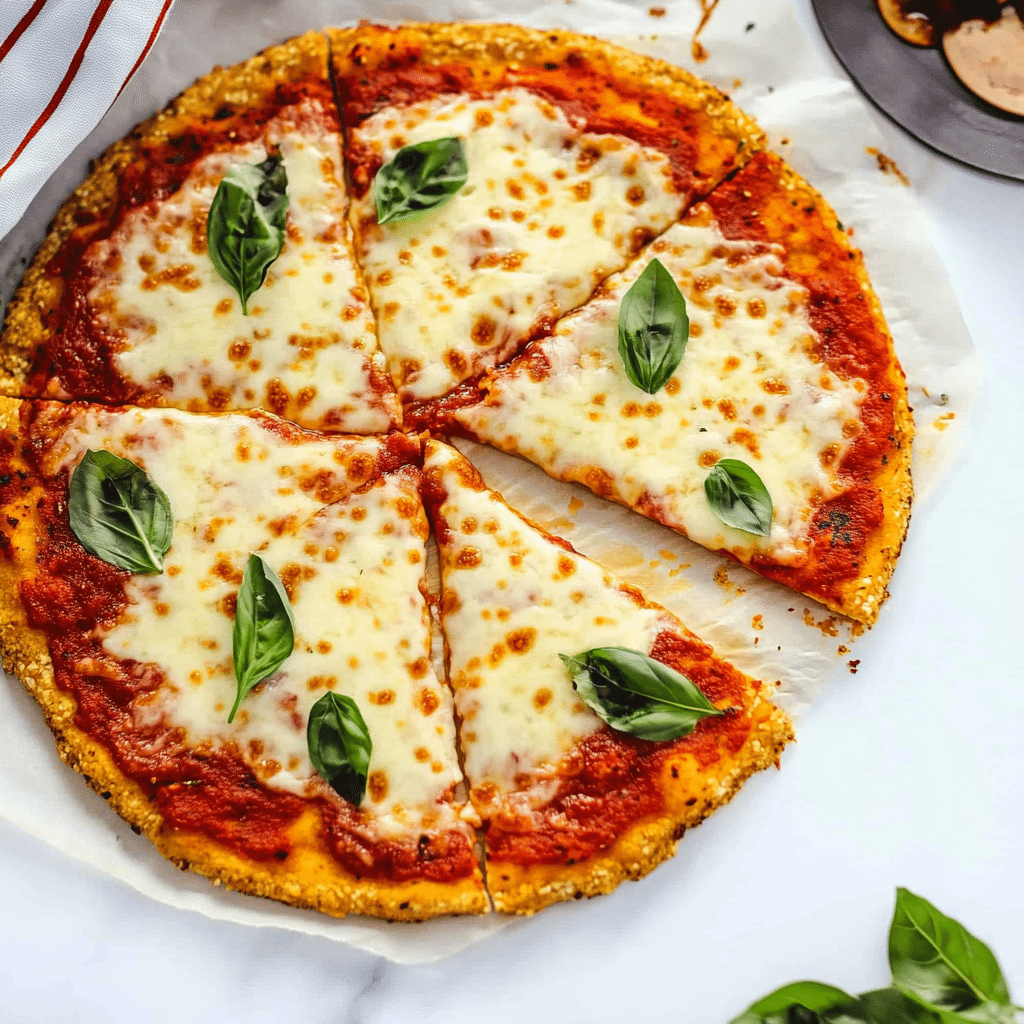 Keto cottage cheese pizza slice being lifted
