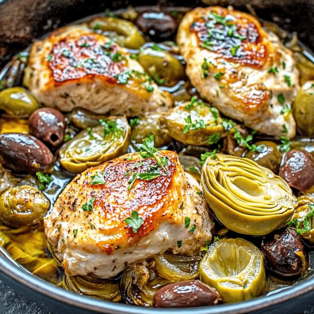 Mediterranean Lemon Chicken with Artichokes & Olives