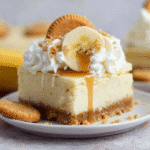 Banana Pudding Cheesecake Bars cooling on rack