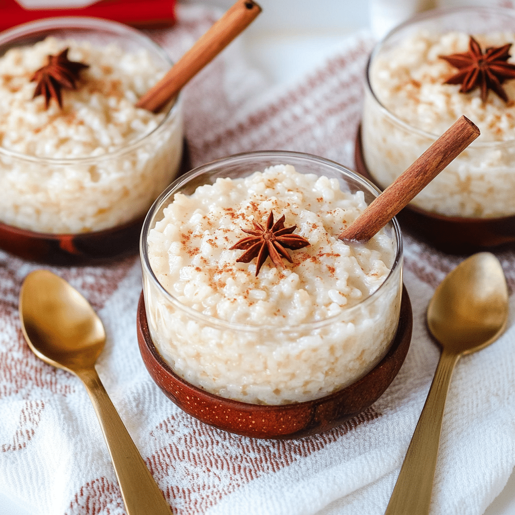 simmering pot of arroz con leche with cinnamon in rustic kitchen