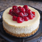 Classic Instant Pot New York Cheesecake slice on white plate