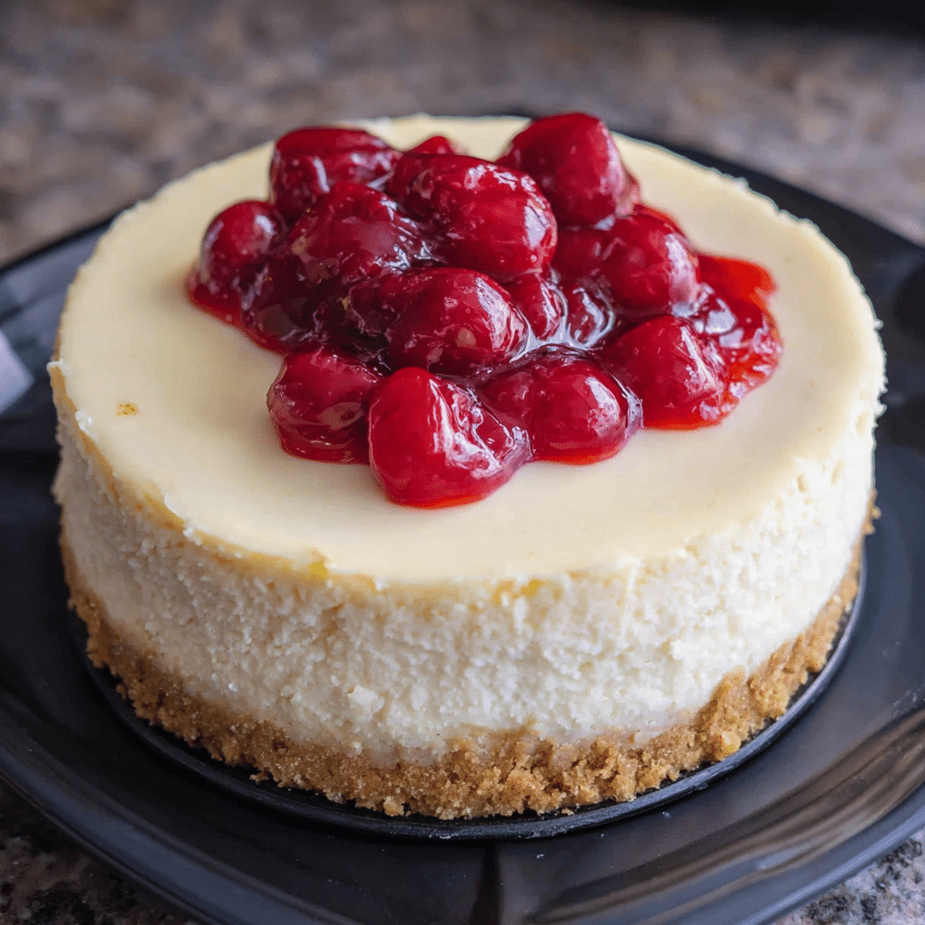 Classic Instant Pot New York Cheesecake slice on white plate