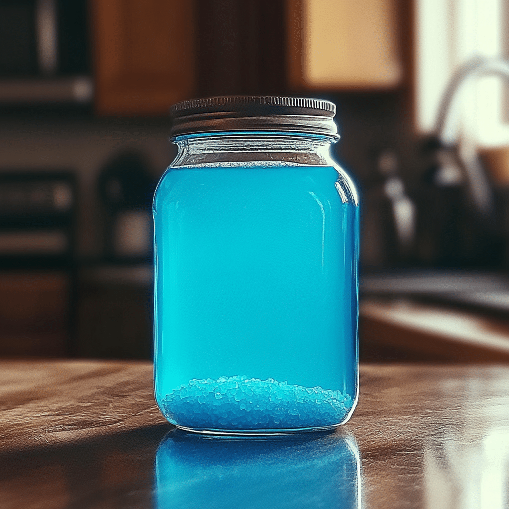 Served glass of recipe blue salt trick with garnish