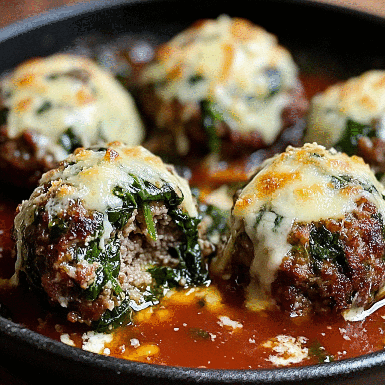 Spinach Garlic Meatballs Stuffed with Mozzarella