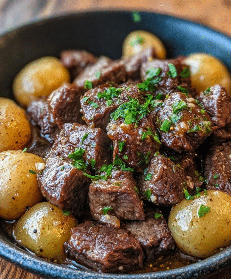 Garlic Butter Beef Bites with Potatoes