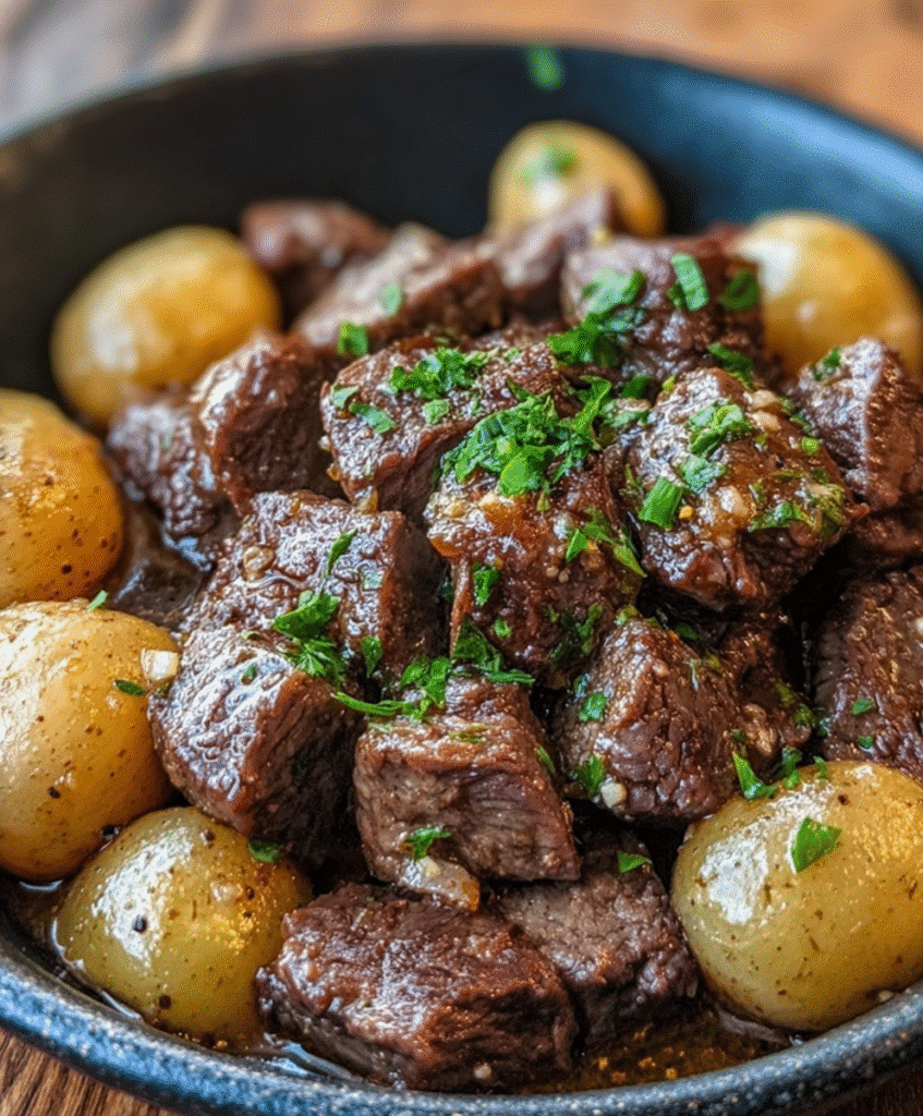 Garlic Butter Beef Bites with Potatoes
