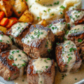 Garlic Butter Steak Bites with a Rich Parmesan Cream Sauce