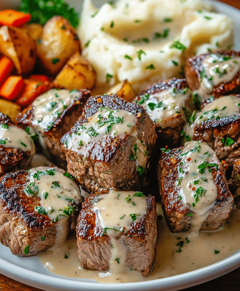 Garlic Butter Steak Bites with a Rich Parmesan Cream Sauce